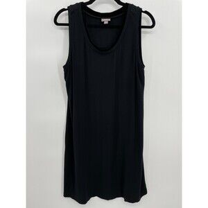 J. JILL Black Sleeveless Velvet Accent Collar Y2K Stretch Shift Dress Size M